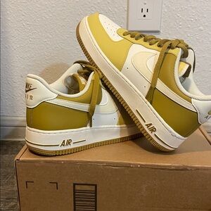 Nike Air Force 1 Low Yellow and White Athletic Shoes